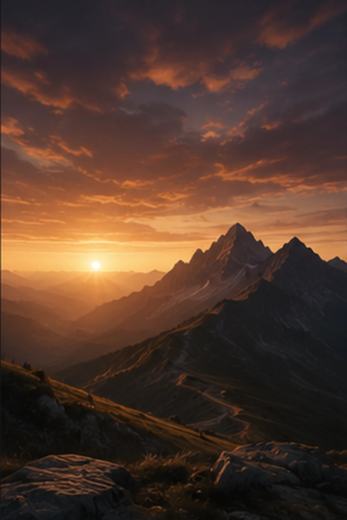 Berglandschaft im Abendlicht